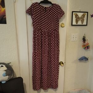 Here&Now | Elegant Burgundy Patterned Maxi Dress